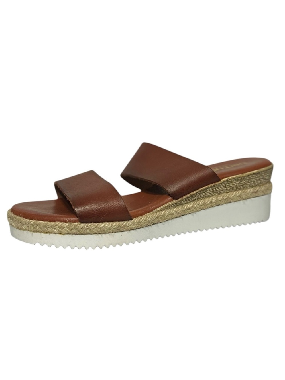 Bertuchi Double Band Strap Slide Sandals Women’s Sz 9 Brown Leather Espadrille
